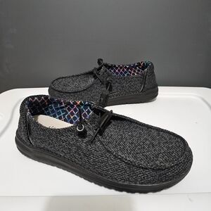 Hey Dude Wendy Sox Micro Total Black Shoes